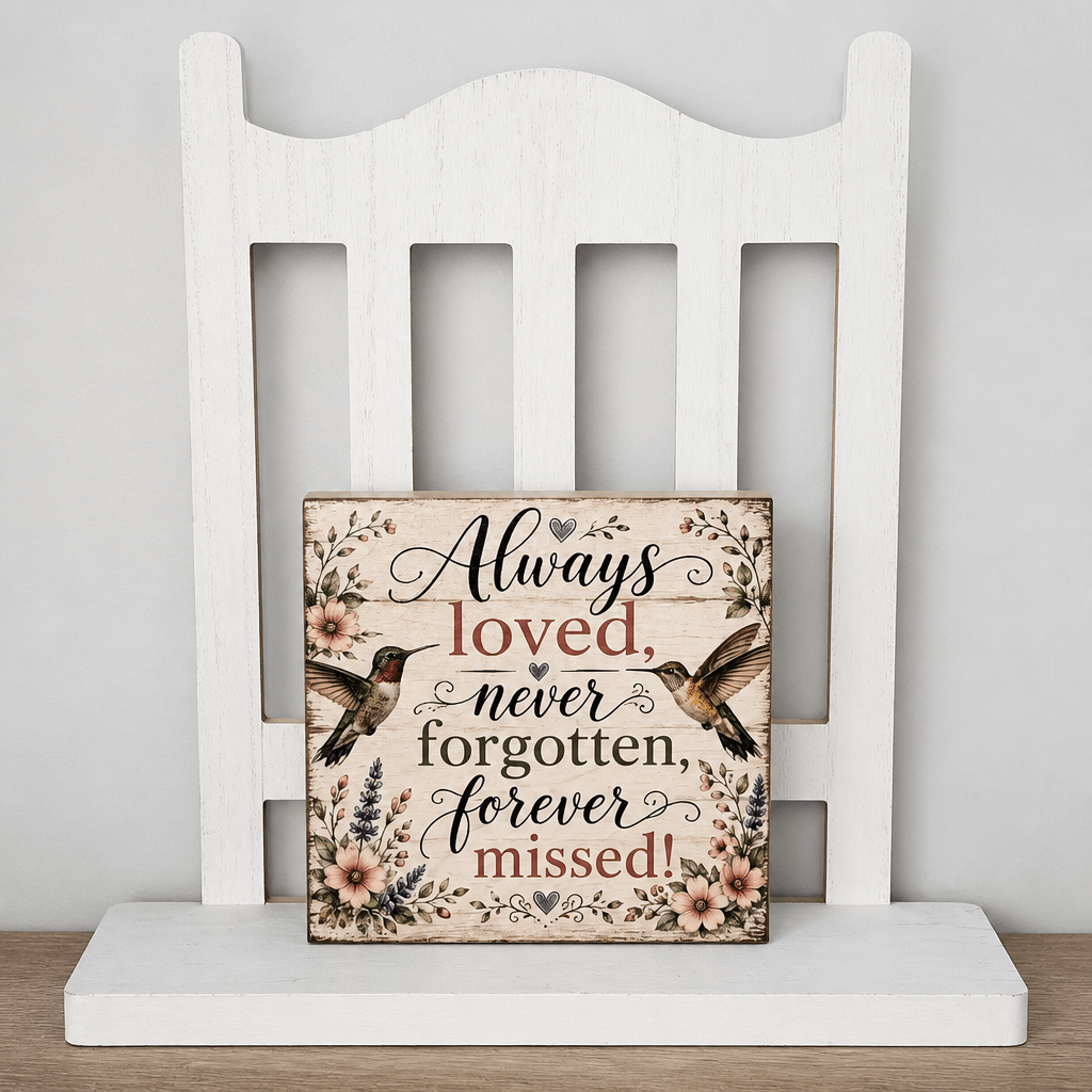 Always Loved, Never Forgotten, Forever Missed Block Sign - The Cozy Beam