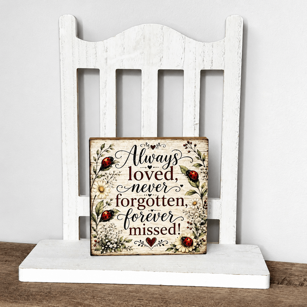 Always Loved, Never Forgotten, Forever Missed Block Sign - The Cozy Beam