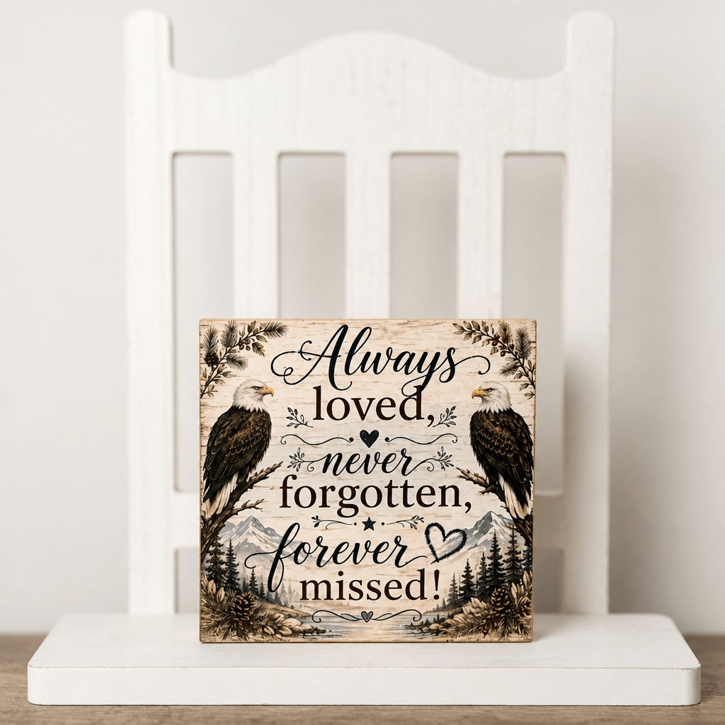 Always Loved, Never Forgotten, Forever Missed Block Sign - The Cozy Beam