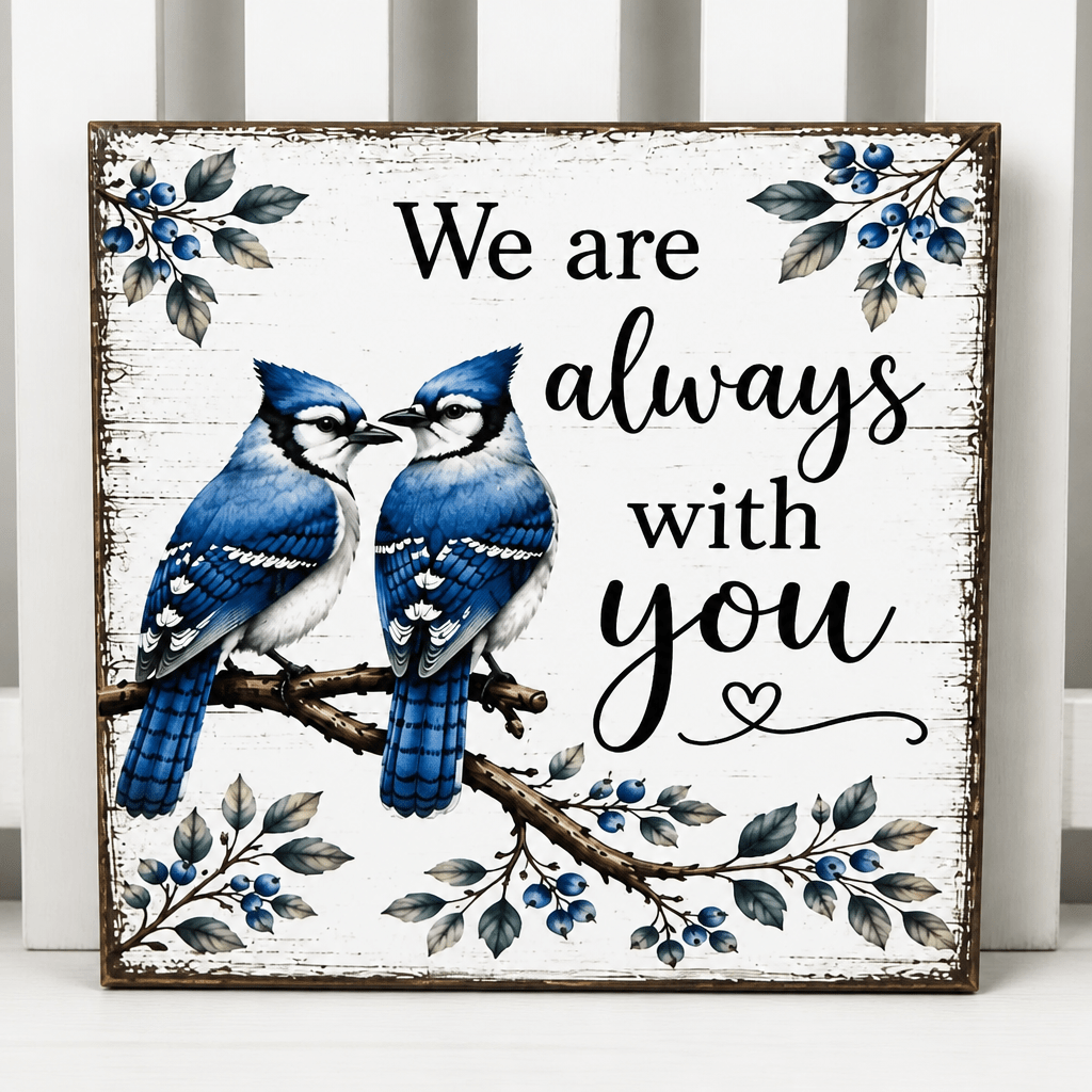 Always with you Blue Jay Memorial Wood Sign - The Cozy Beam