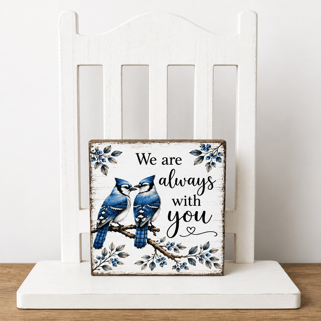 Always with you Blue Jay Memorial Wood Sign - The Cozy Beam