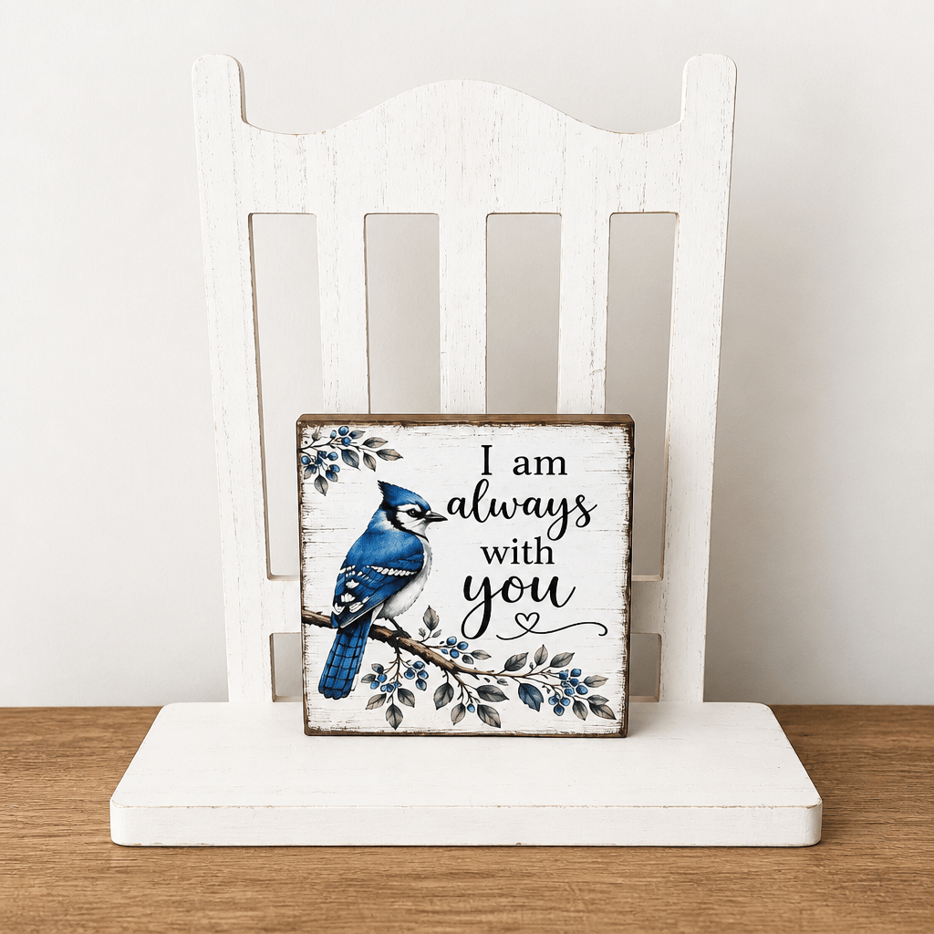 Always with you Blue Jay Memorial Wood Sign - The Cozy Beam