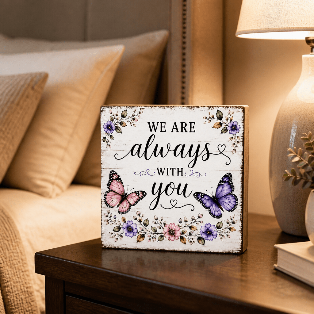 Always with you Butterfly Memorial Wood Sign - The Cozy Beam