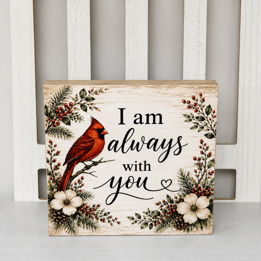 Always with you Cardinal Memorial Wood Sign - The Cozy Beam