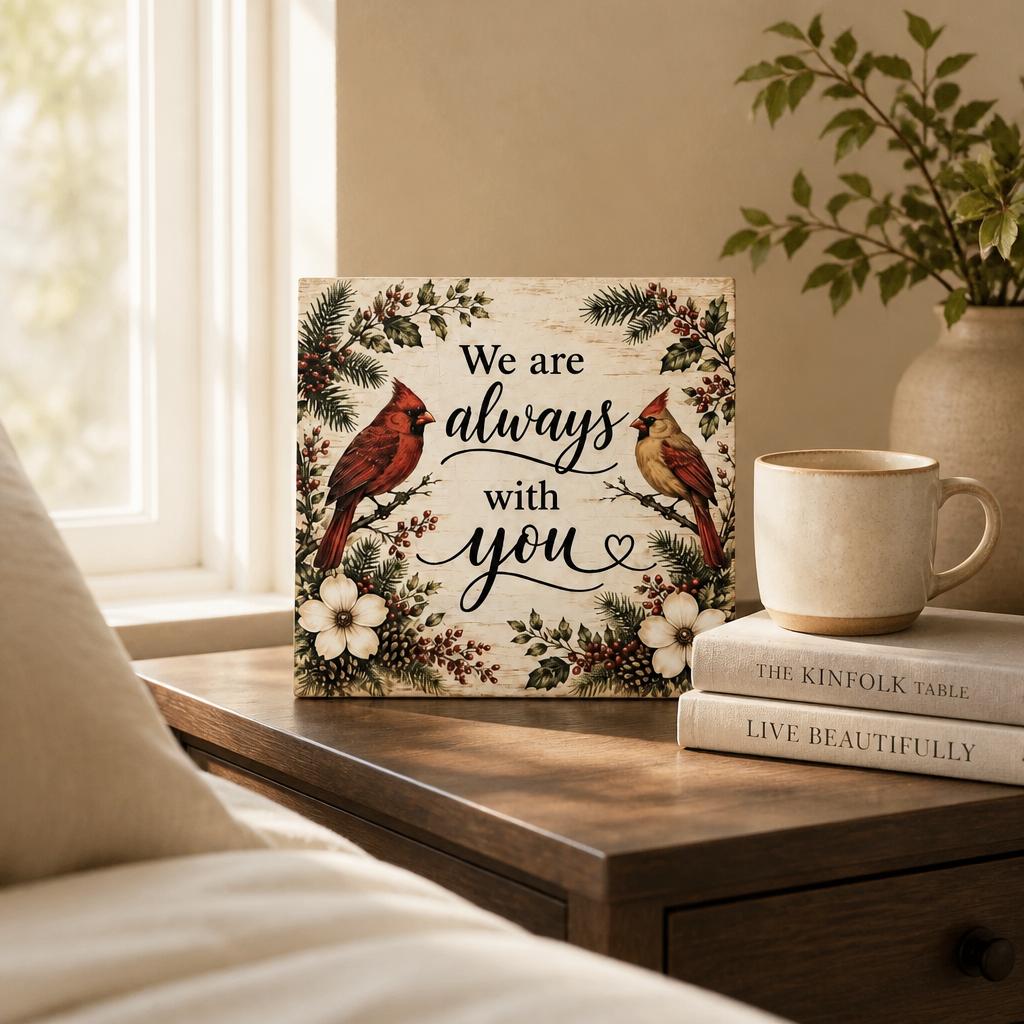 Always with you Cardinal Memorial Wood Sign - The Cozy Beam