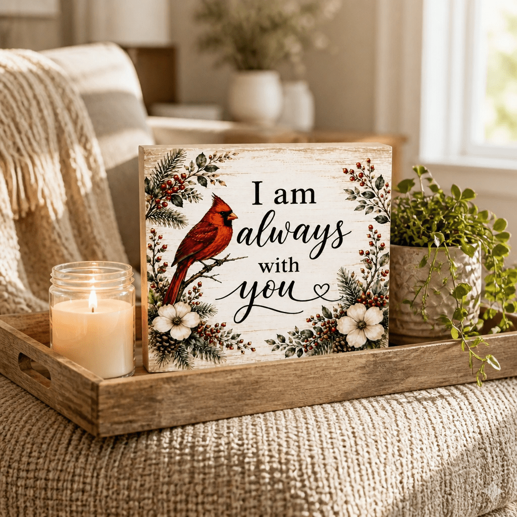 Always with you Cardinal Memorial Wood Sign - The Cozy Beam