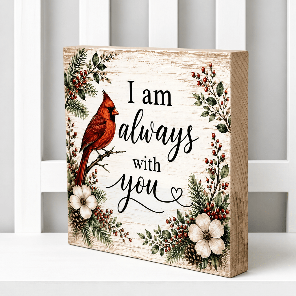 Always with you Cardinal Memorial Wood Sign - The Cozy Beam