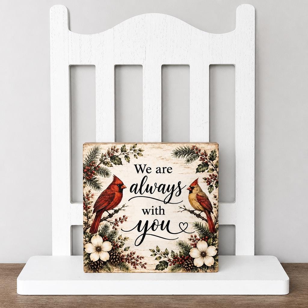 Always with you Cardinal Memorial Wood Sign - The Cozy Beam