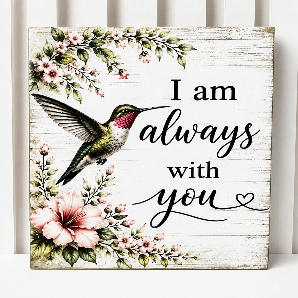Always with you Hummingbird Memorial Wood Sign - The Cozy Beam