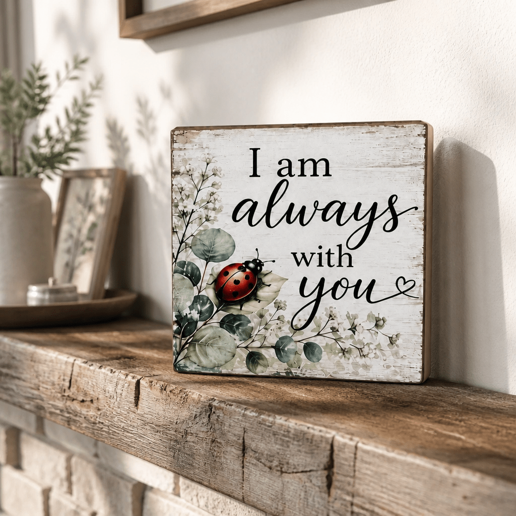 Always with you Ladybug Memorial Wood Sign - The Cozy Beam