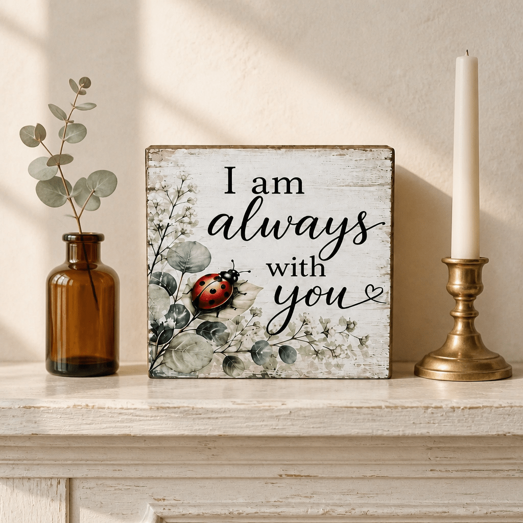 Always with you Ladybug Memorial Wood Sign - The Cozy Beam