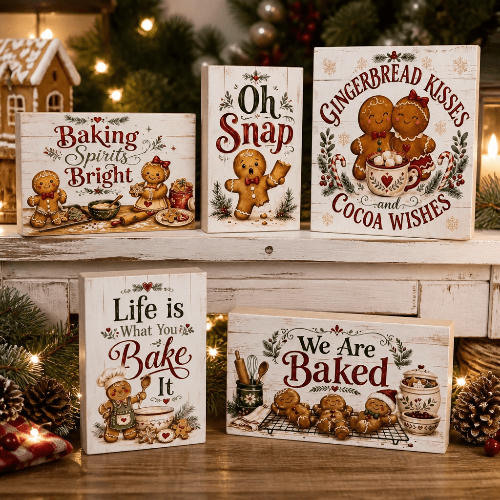 Gingerbread Theme Block Signs - The Cozy Beam