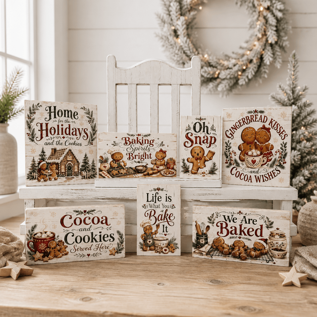 Gingerbread Theme Block Signs - The Cozy Beam