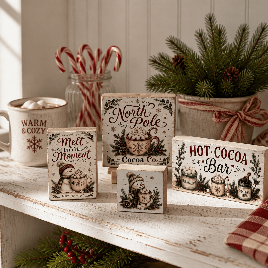 Hot Cocoa Bar Block Signs - The Cozy Beam