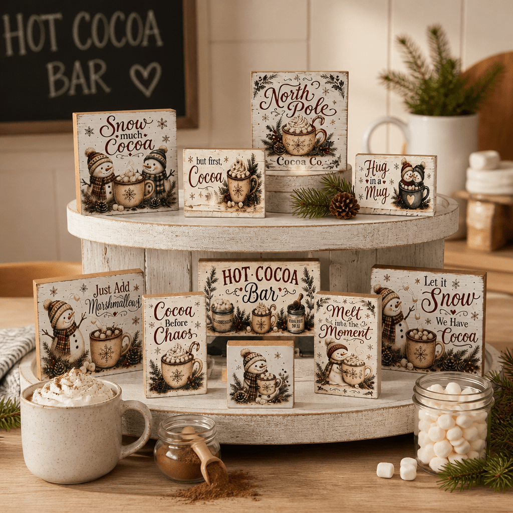 Hot Cocoa Bar Block Signs - The Cozy Beam
