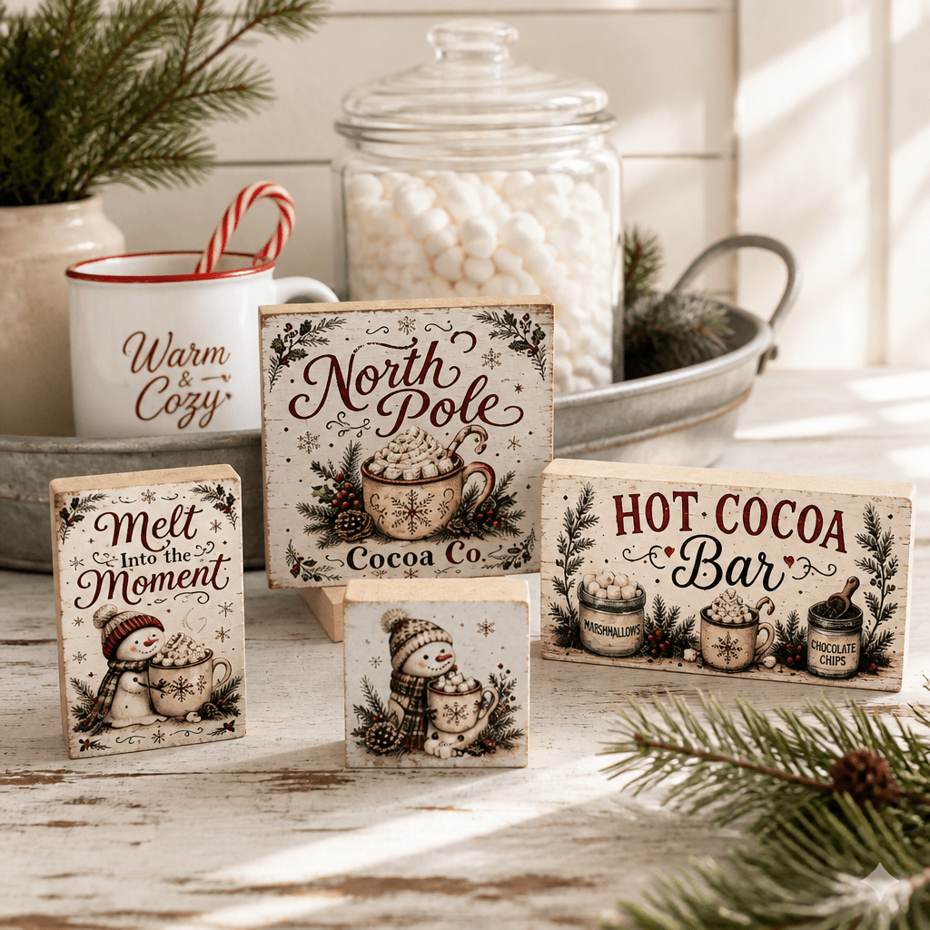 Hot Cocoa Bar Block Signs - The Cozy Beam