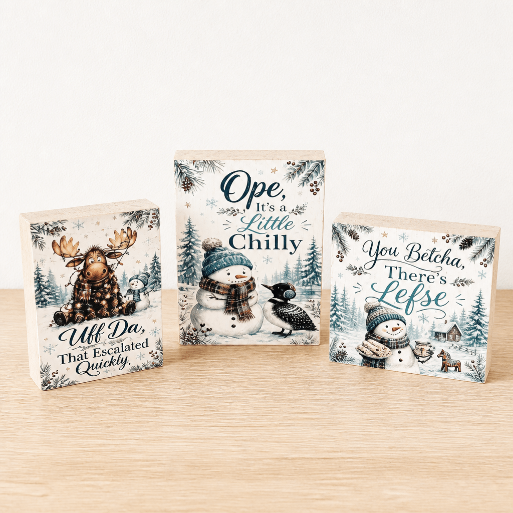 Midwest Winter / Christmas Block Signs - The Cozy Beam
