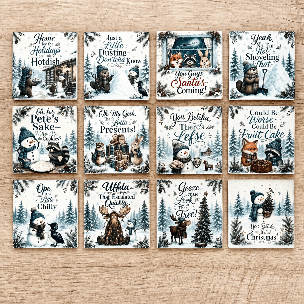 Midwest Winter / Christmas Coasters - The Cozy Beam