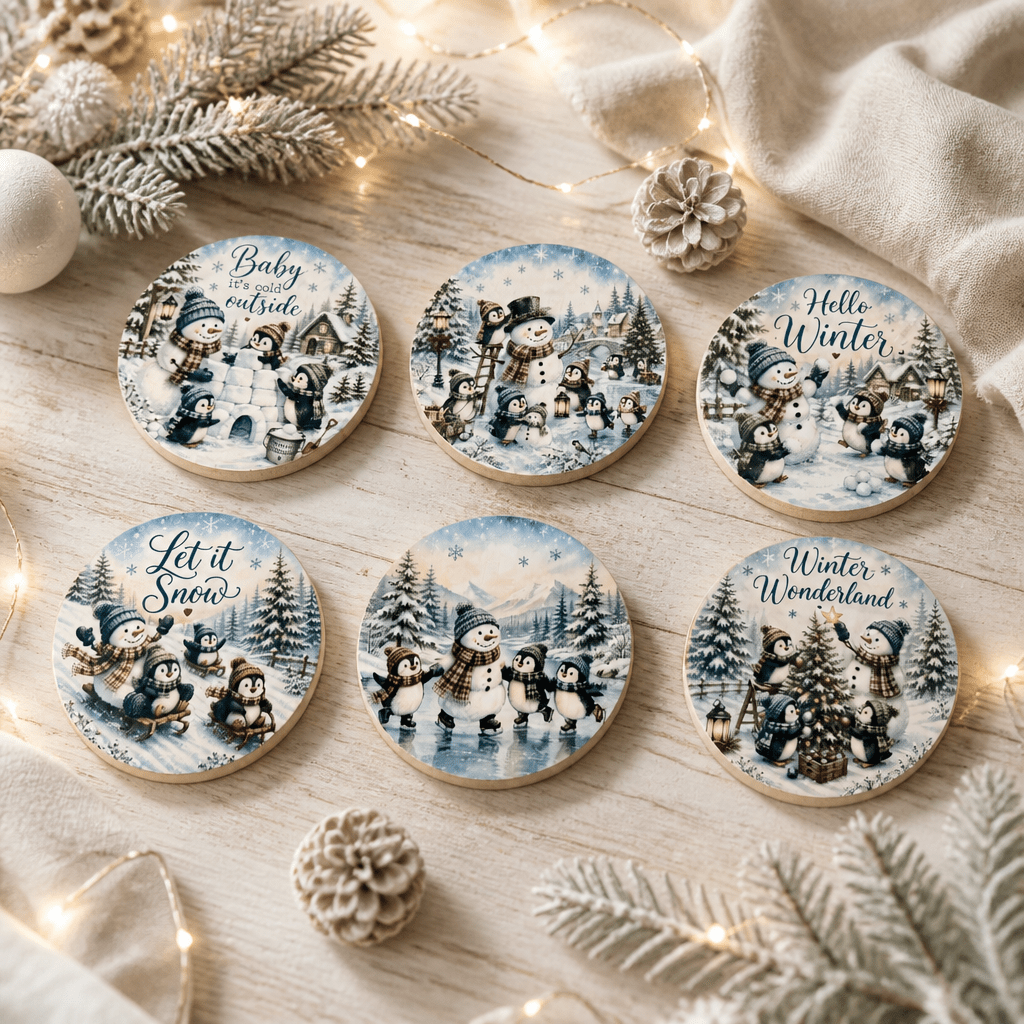 Snowman Penguin Coaster Collection - The Cozy Beam