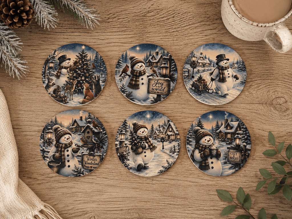 Whimsical Snowman Coaster Collection - The Cozy Beam