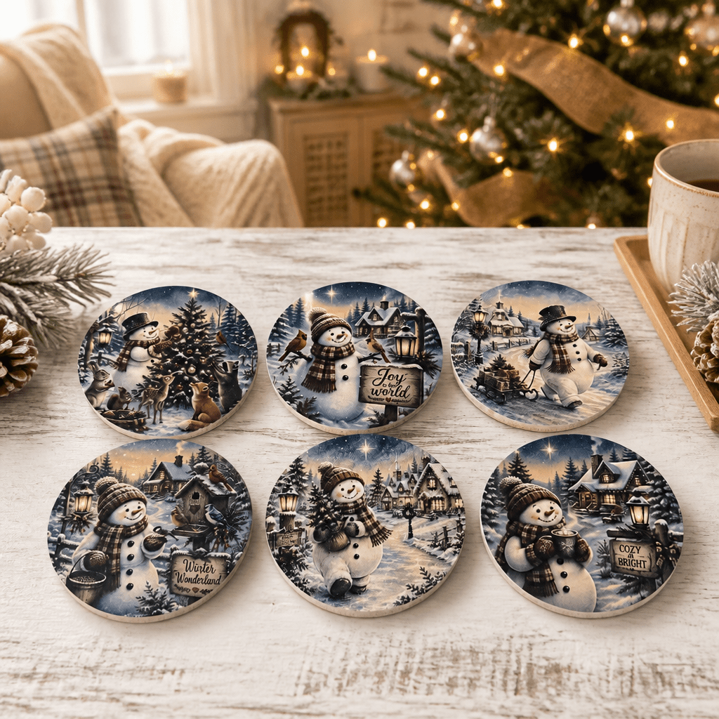 Whimsical Snowman Coaster Collection - The Cozy Beam